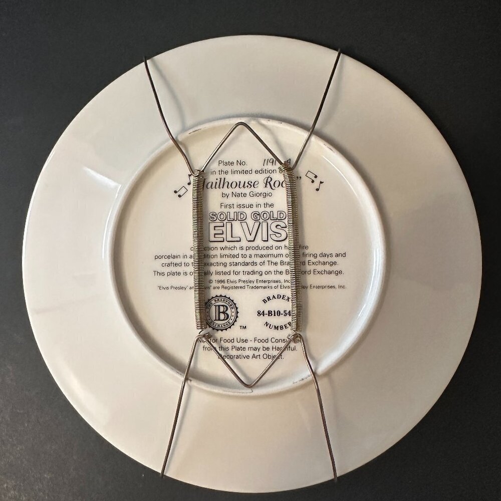 ELVIS PRESLEY COLLECTORS PLATE "JAILHOUSE ROCK" - PLATE No 1191A - Picture 2 of 3
